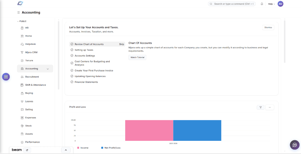 Majara BMS – Accounting and cash control workspace