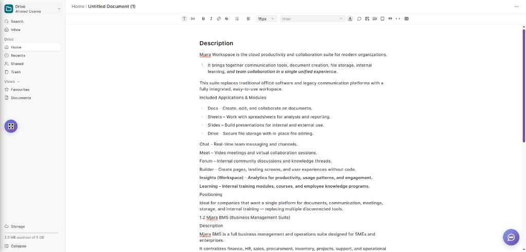 Majara Drive file storage interface