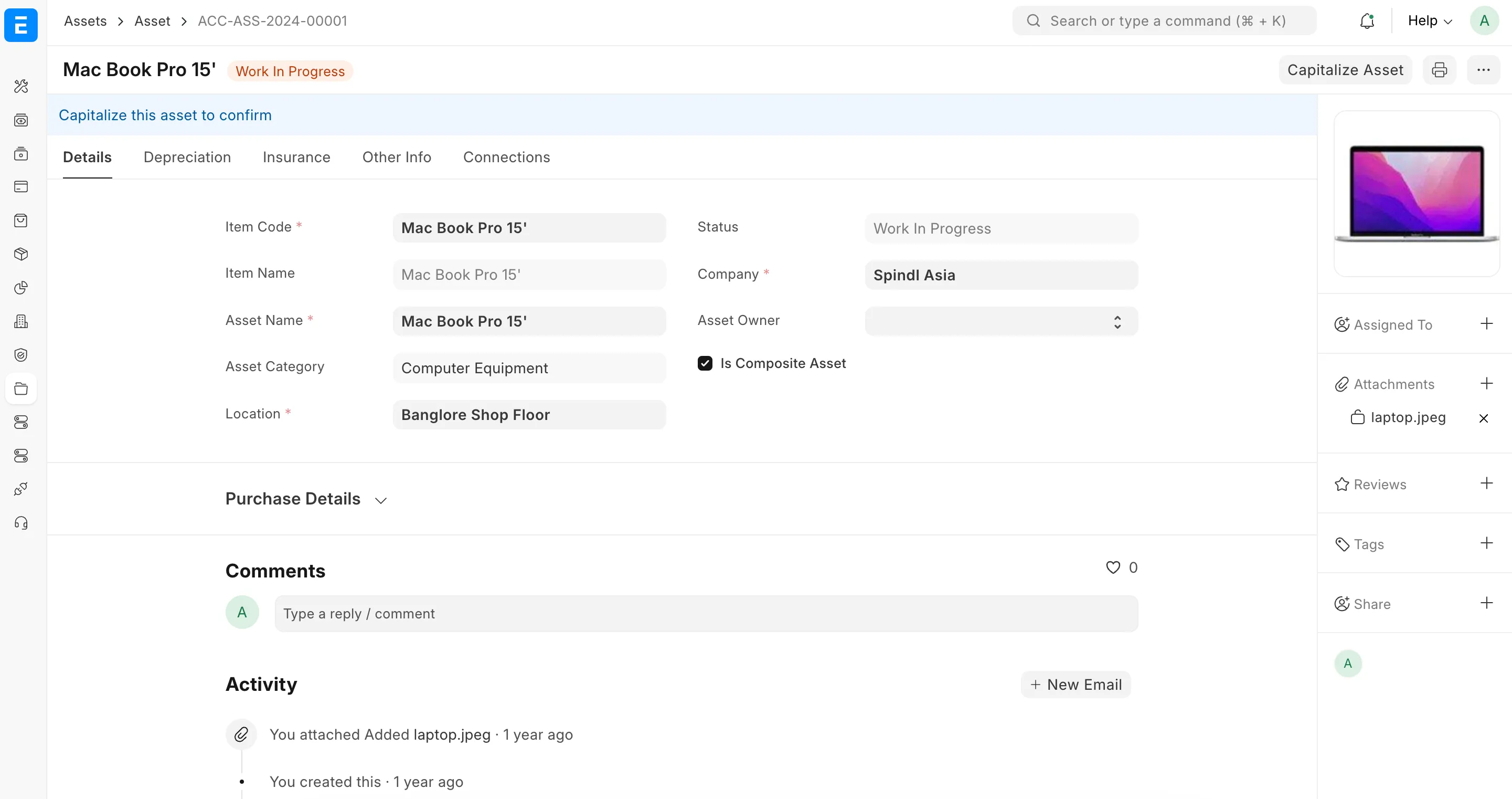 Screenshot of features.assetLifecycle.title