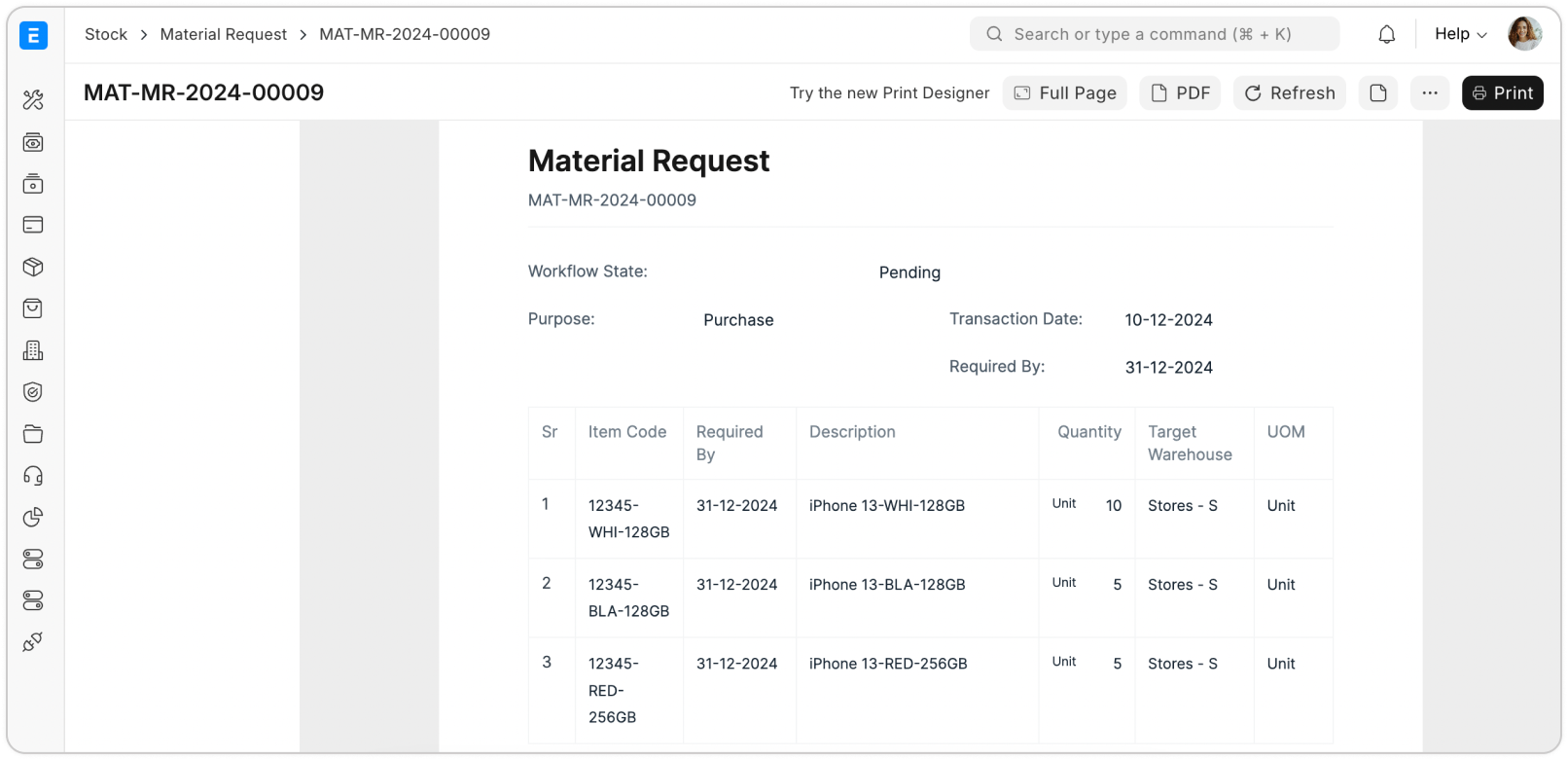 Screenshot of features.materialRequests.title